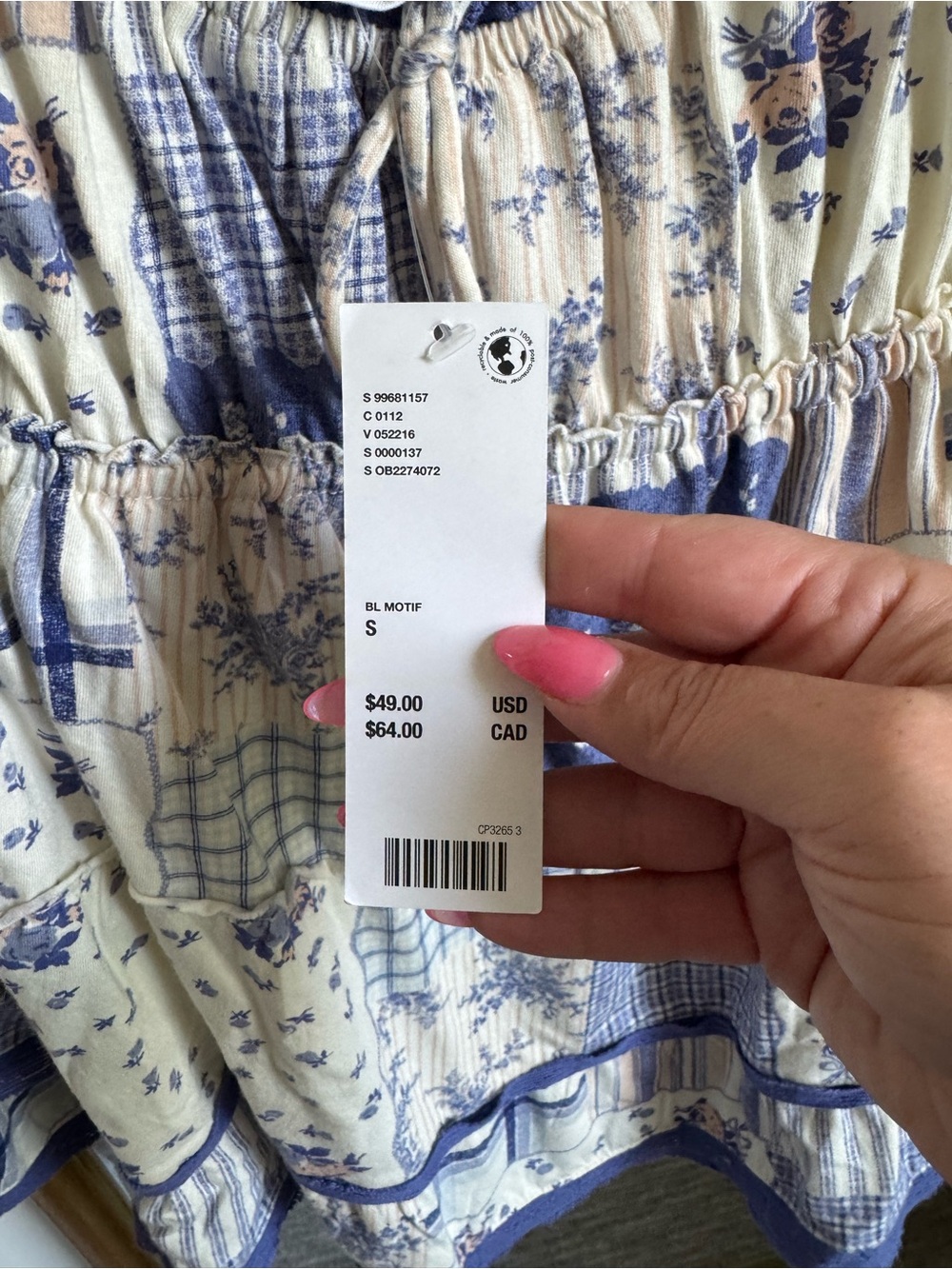 Kimchi Blue Blue and Cream Floral Ruffle Camisole - Picture 2 of 4